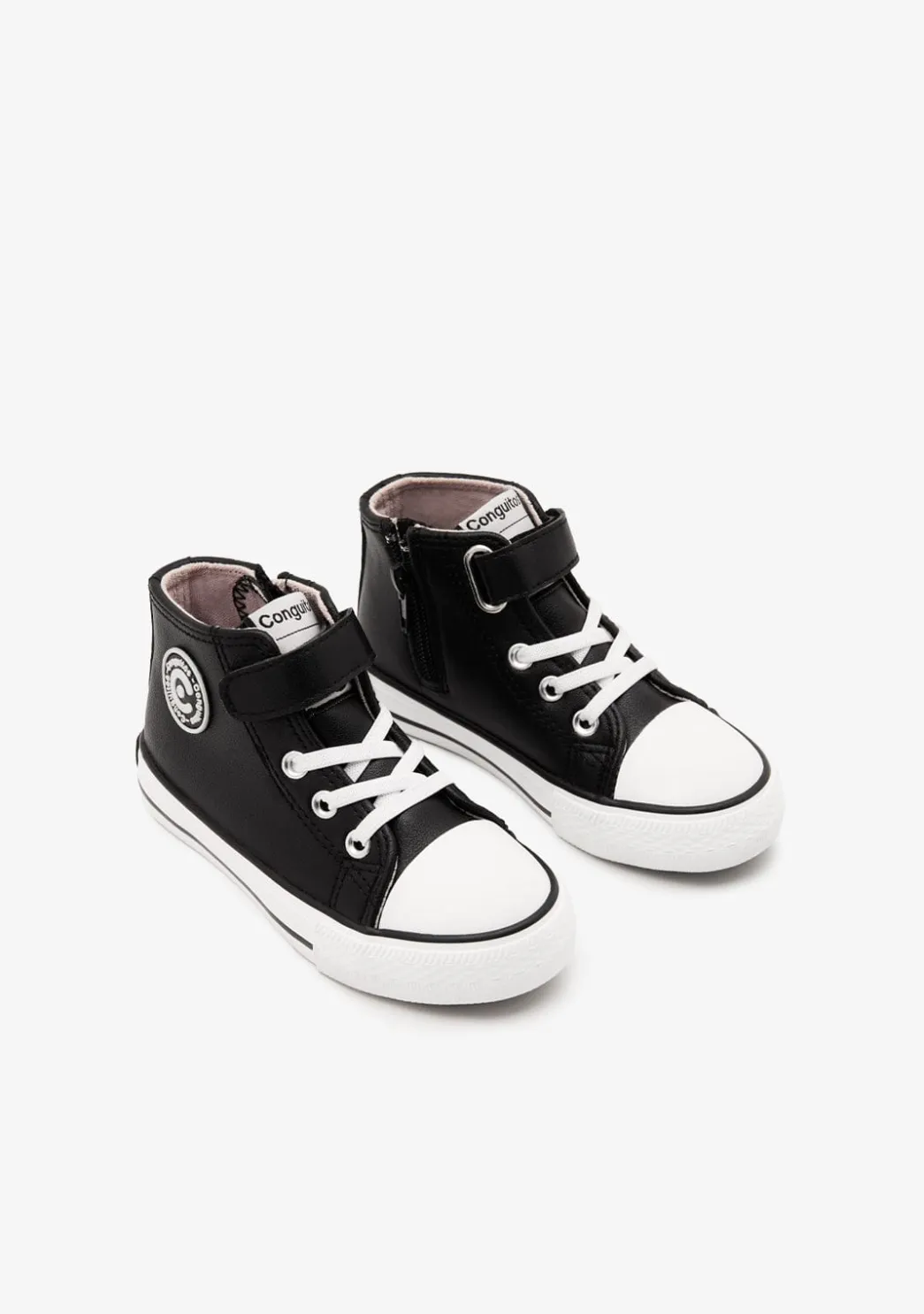 Fashion Zapatillas Altas Unisex Tira Adherente Napa Negro Zapatillas|Zapatillas