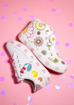 Hot Zapatillas Cordones Corazones Blanco Zapatillas