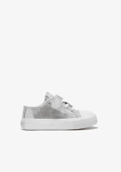Outlet Zapatillas De Bebé Lona Plata Metalizado Zapatillas|Zapatillas