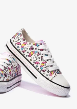 Sale Zapatillas De Niña Unicornio Lona Blanco Zapatillas