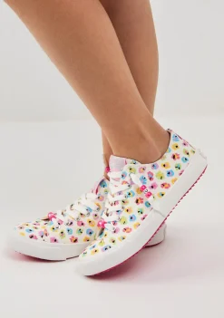 Cheap Zapatillas Flores Lona Blanco Zapatillas