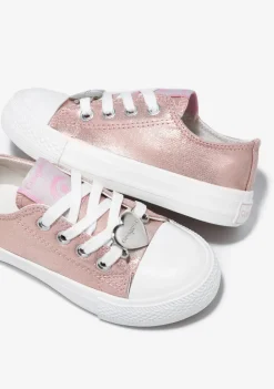 Hot Zapatillas Lona Metalizado Corazón Rosa Zapatillas