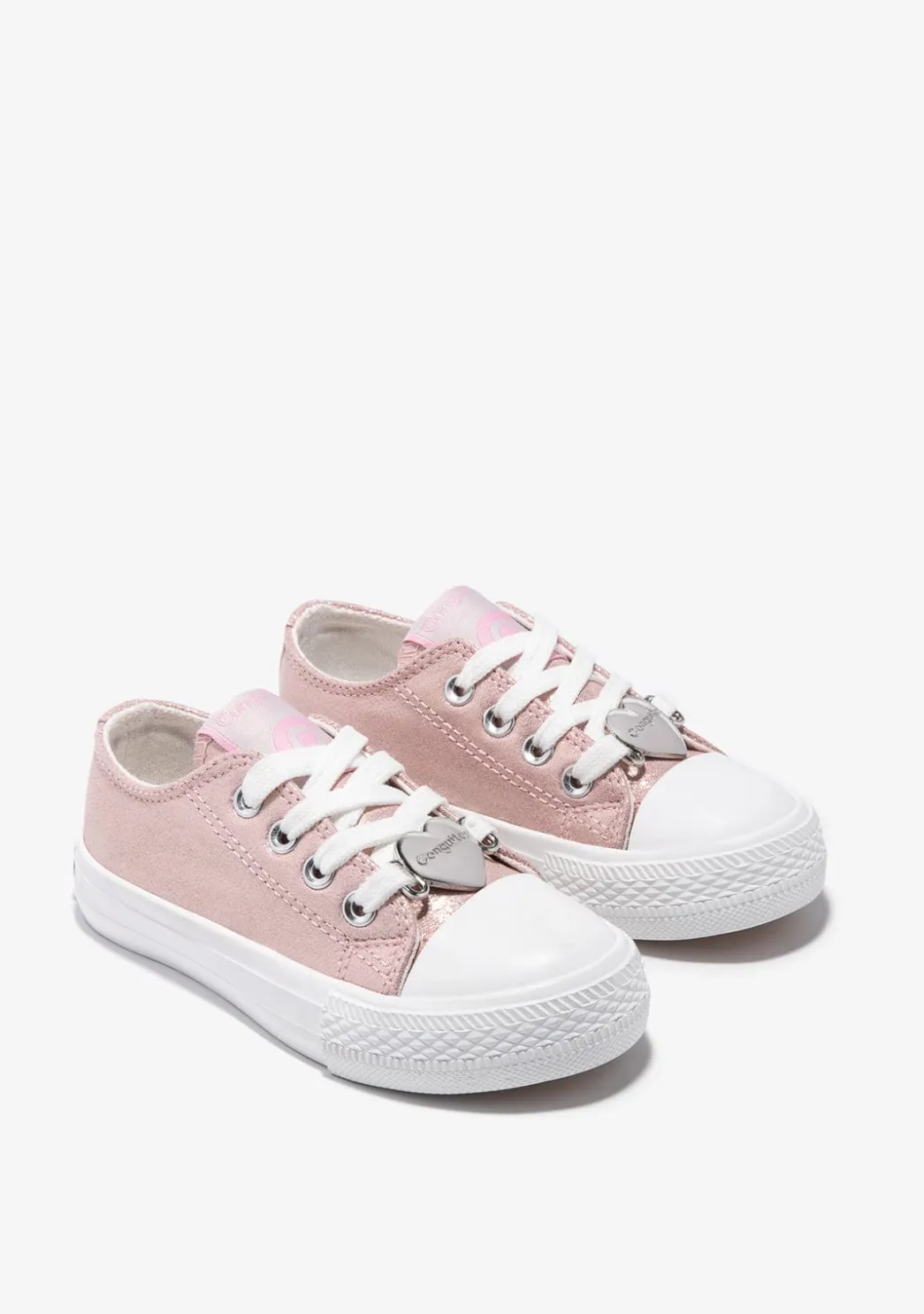 Hot Zapatillas Lona Metalizado Corazón Rosa Zapatillas