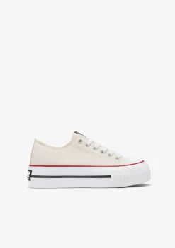 Online Zapatillas Lona Plataforma Blanco Roto B&W Zapatillas|Zapatillas