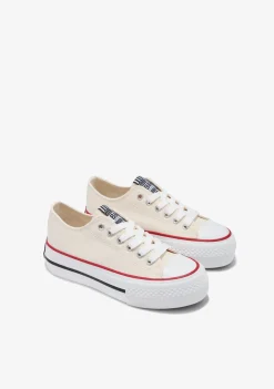Online Zapatillas Lona Plataforma Blanco Roto B&W Zapatillas|Zapatillas