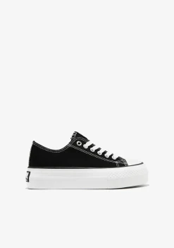 Cheap Zapatillas Lona Plataforma Negro B&W Zapatillas|Zapatillas