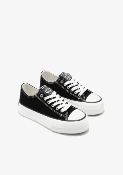 Cheap Zapatillas Lona Plataforma Negro B&W Zapatillas|Zapatillas