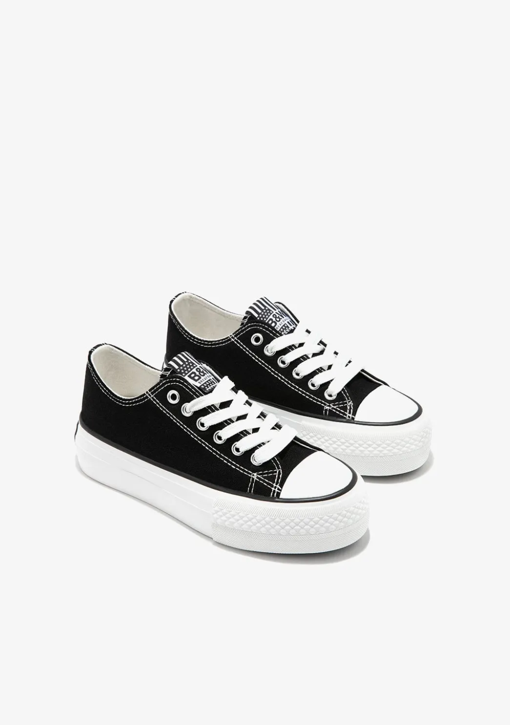 Cheap Zapatillas Lona Plataforma Negro B&W Zapatillas|Zapatillas