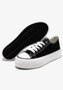 Cheap Zapatillas Lona Plataforma Negro B&W Zapatillas|Zapatillas