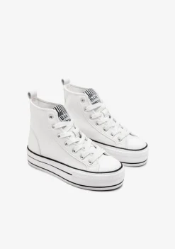 Outlet Zapatillas Napa Blancas Alta B&W Zapatillas|Zapatillas