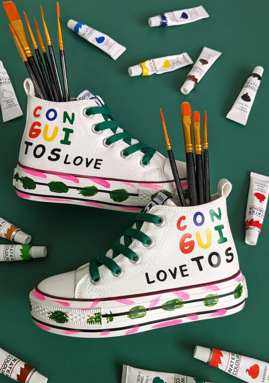 Shop Zapatillas Pintura Altas Lona Blanco Zapatillas